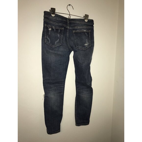 Silver Jean Women 26x27 Kennie Button Fly Distressed Stretch Fabric Straight Cut - Picture 5 of 11